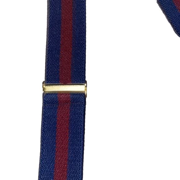 Vintage Y-shaped Striped Navy Adjustable Suspenders with button attachments - Picture 3 of 6